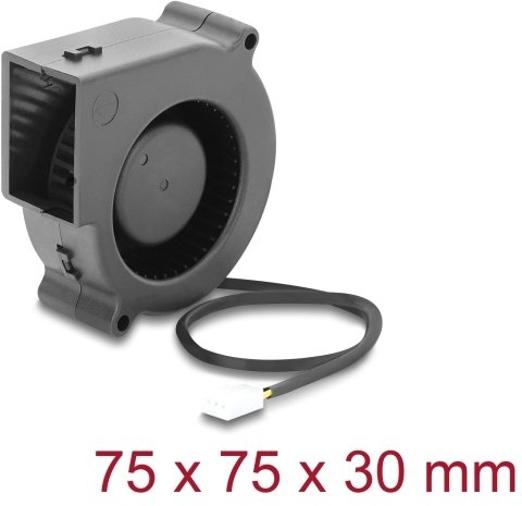 Wentylator Delock Promieniowy / wentylator dmuchawy 12 V DC 75 x 75 x 30 mm z 3-pinowym złączem wentylatora, czarny (67495)