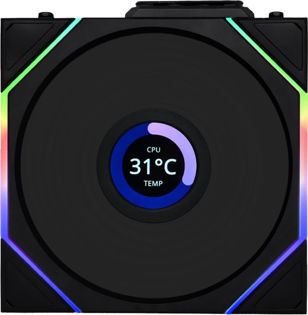 Wentylator Lian Li UNI FAN TL Wireless LCD 120 Reverse Blade 3-pack czarny (12RTLLCD1W3W)