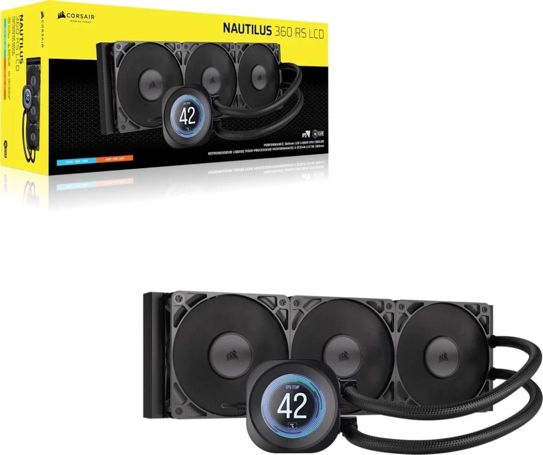 Chłodzenie wodne Corsair Nautilus 360 RS LCD Czarne (CW-9061033-WW)