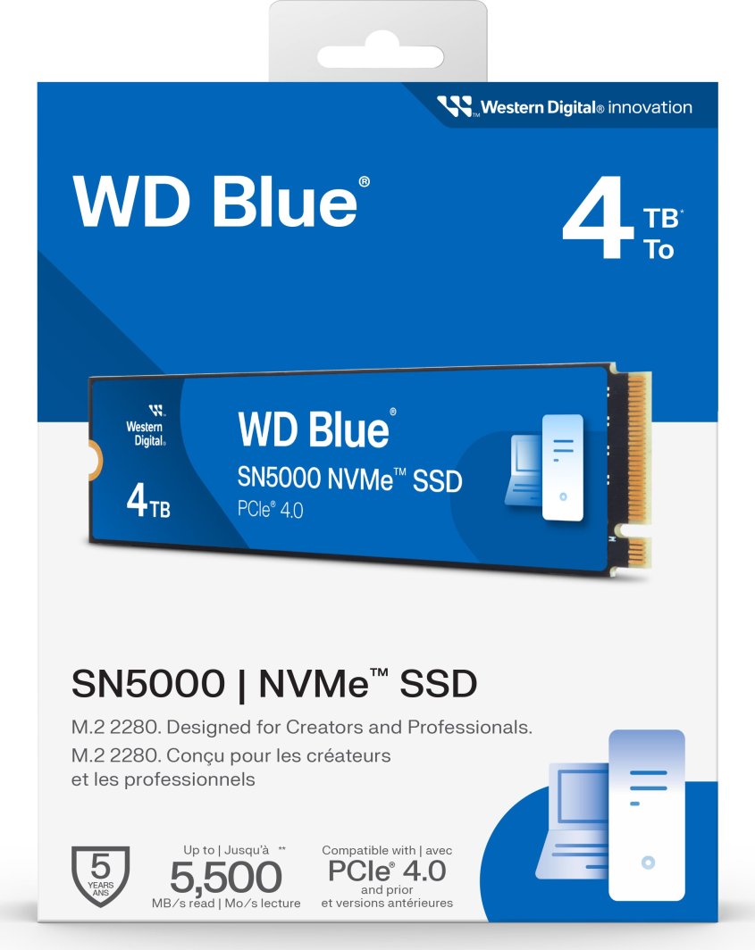 Dysk SSD SanDisk Blue SN5000 4TB M.2 2280 PCI-E x4 Gen4 NVMe (WDS400T4B0E)