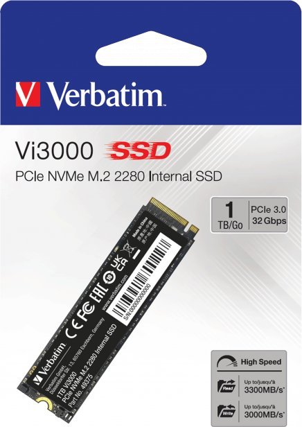 Dysk SSD Verbatim Vi3000 1TB M.2 2280 PCI-E x4 Gen3 NVMe (49375)