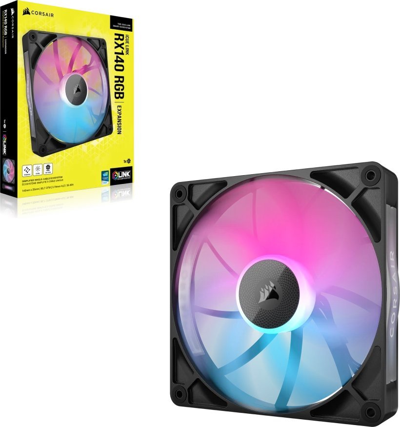 Wentylator Corsair iCUE LINK RX140 RGB Czarny (CO-9051019-WW)