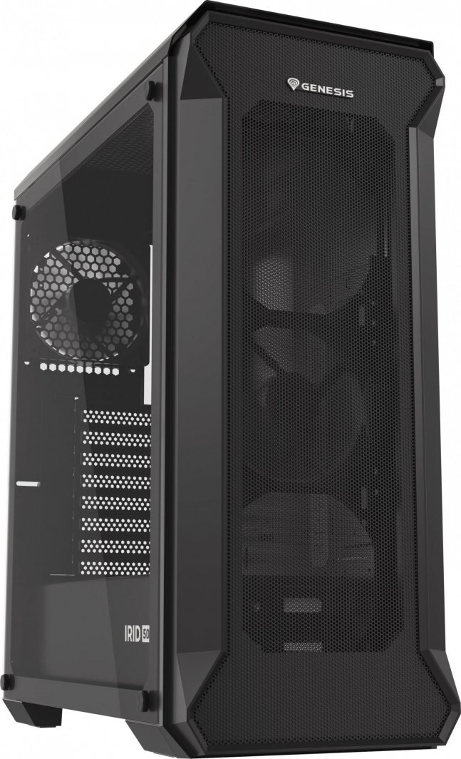 Obudowa GENESIS Irid 505 V2 MIDI TOWER (NPC-1517) + Wentylatory Oxal 120 Czarny 3-pack (NGF-2043)