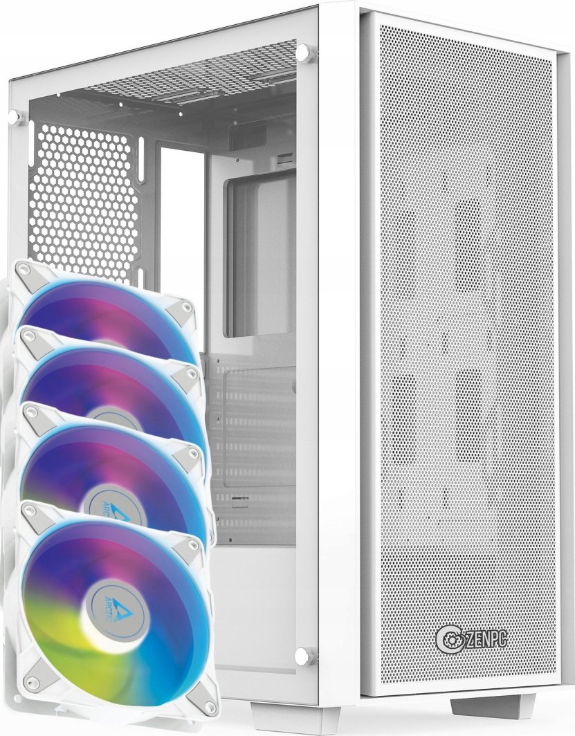 Obudowa Zenpc Z1 Mesh Glass 4x P12 PWM PST ARGB Biały (ZEN.MHA.01.WH.4A)