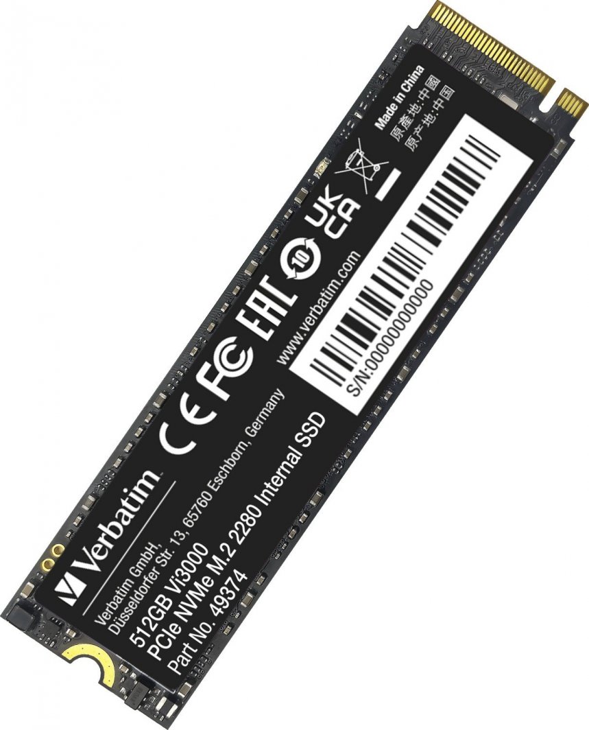 Dysk SSD Verbatim Vi3000 512GB M.2 2280 PCI-E x4 Gen3 NVMe (49374)