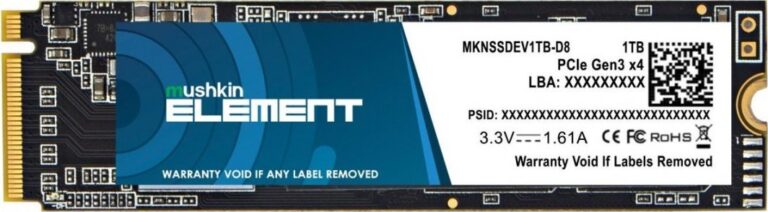 Dysk SSD Mushkin Element 1TB M.2 2280 PCI-E x4 Gen3 NVMe (MKNSSDEV1TB-D8)