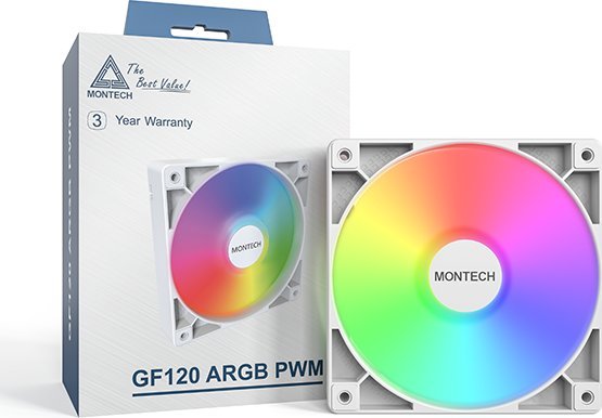 Wentylator Montech GF120 ARGB PWM 120 mm Biały (GF120 ARGB PWM (W))