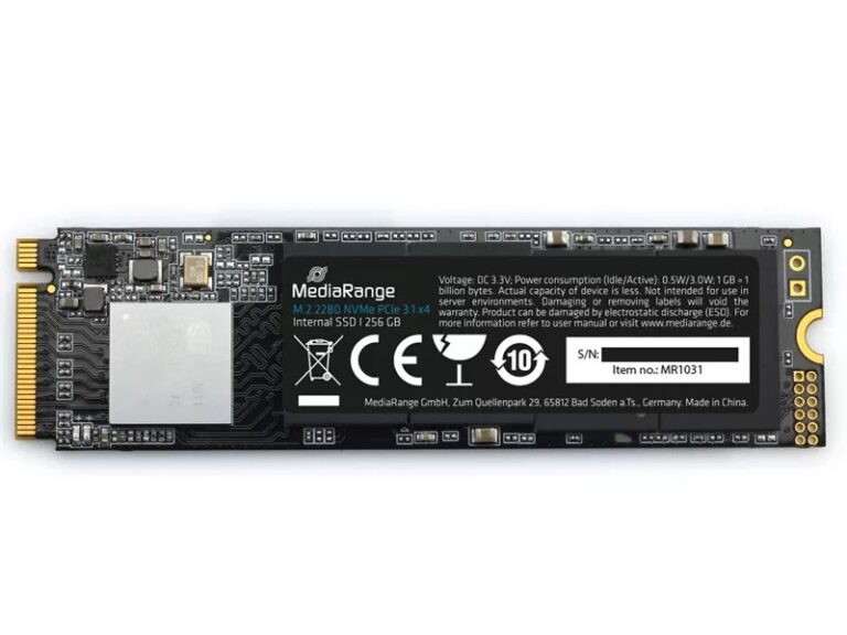Dysk SSD MediaRange 256GB M.2 2280 PCI-E x4 Gen3.1 NVMe (MR1031)