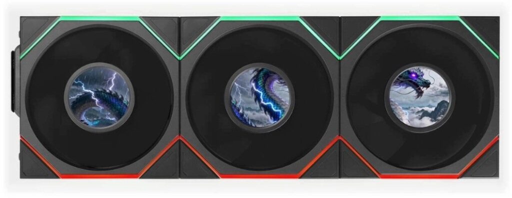 Wentylator Lian Li Wentylatory Uni Fan TL LCD Flex Wireless ARGB PWM Reverse Blade (zestaw 3 szt. 120mm Black (G9F.12RTLLCD1F3B.00)