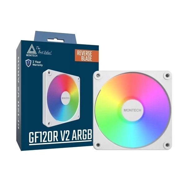 Wentylator Montech GF120R V2 ARGB PWM Reverse Biały 120mm (GF120R V2 ARGB (W))