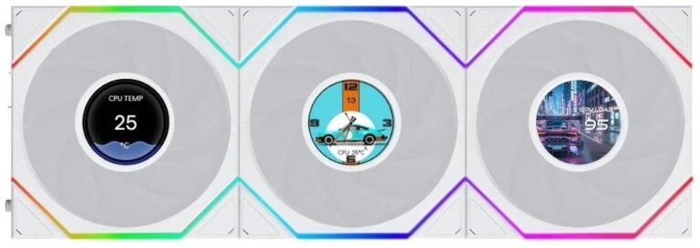 Wentylator Lian Li Wentylatory Uni Fan TL LCD Flex Wireless ARGB PWM (zestaw 3 szt. 120mm White (G9F.12TLLCD1F3W.00)