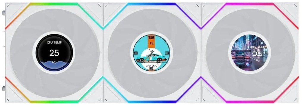 Wentylator Lian Li Wentylatory Uni Fan TL LCD Flex Wireless ARGB PWM (zestaw 3 szt. 120mm White (G9F.12TLLCD1F3W.00)