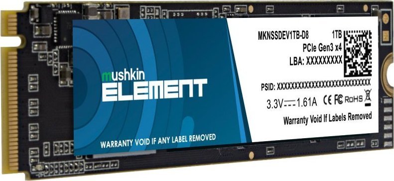 Dysk SSD Mushkin Element 1TB M.2 2280 PCI-E x4 Gen3 NVMe (MKNSSDEV1TB-D8)