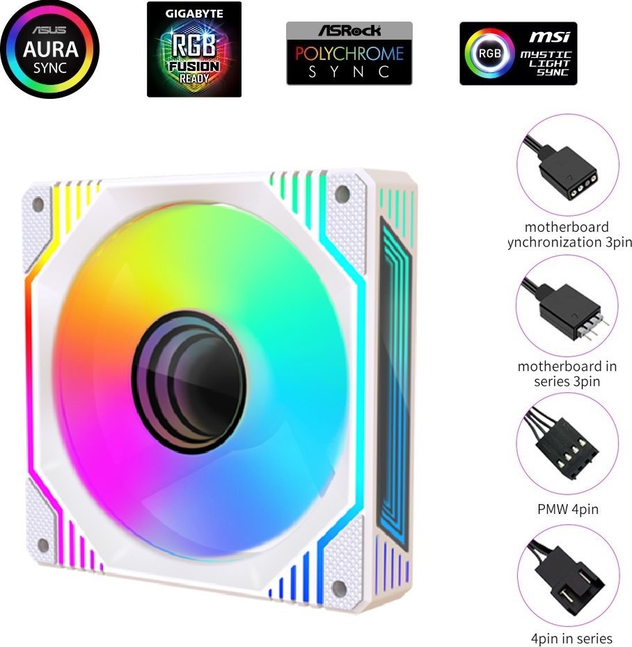 Wentylator 1stCOOL AURA EVO Mirror ARGB PWM 120mm (F12-AURA-EVO-W1)