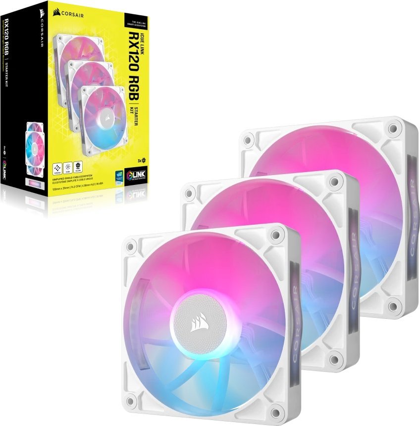 Wentylator Corsair iCUE LINK RX120 RGB Biały 3-pack (CO-9051022-WW)