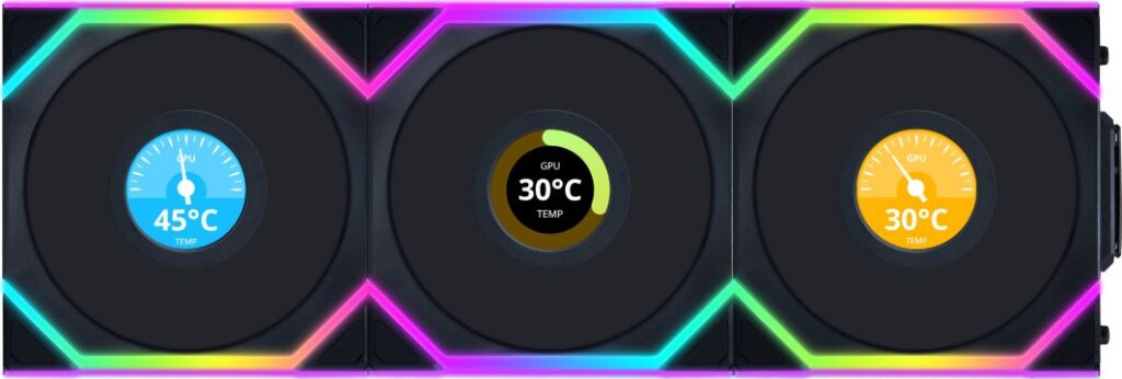 Wentylator Lian Li UNI FAN SL Wireless LCD 120 Reverse Blade 3-pack czarny (12RSLLCD1W3B)