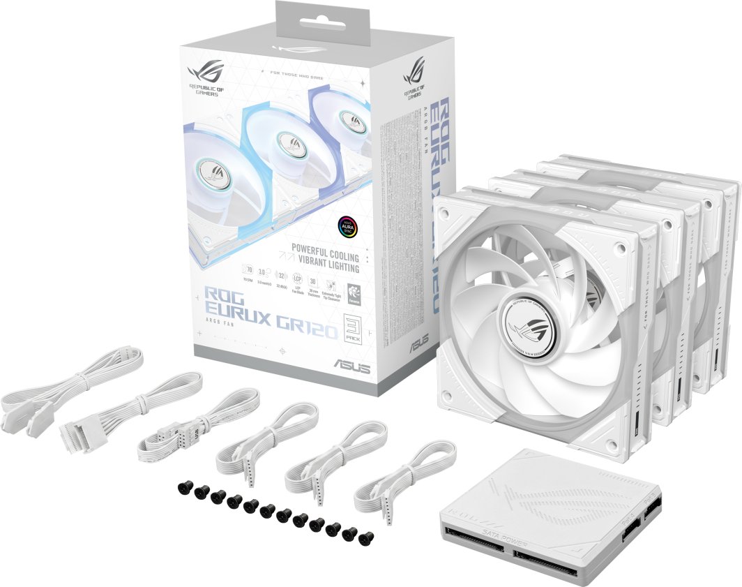 Wentylator Asus ROG EURUX GR120 FAN ARGB REVERSE White 3IN1 (90DA00K3-B09020)