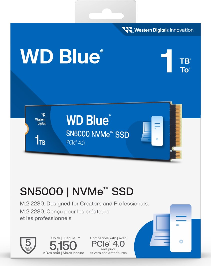 Dysk SSD SanDisk Blue SN5000 1TB M.2 2280 PCI-E x4 Gen4 NVMe (WDS100T4B0E)