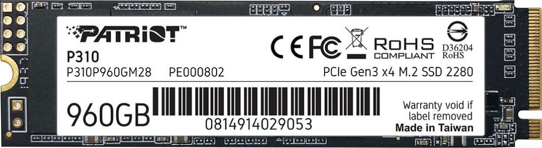 Dysk SSD Patriot P310 960GB M.2 2280 PCI-E x4 Gen3 NVMe (P310P960GM28)