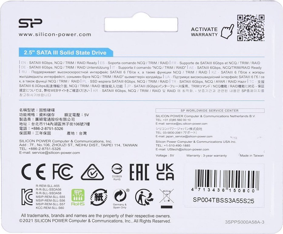 Dysk SSD Silicon Power A55 4TB 2.5" SATA III (SP004TBSS3A55S25)