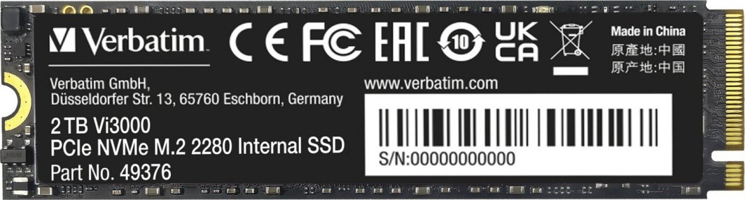 Dysk SSD Verbatim Vi3000 2TB M.2 2280 PCI-E x4 Gen3 NVMe (49376)