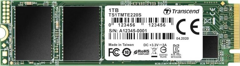 Dysk SSD Transcend 220S 1TB M.2 2280 PCI-E x4 Gen3 NVMe (TS1TMTE220S)
