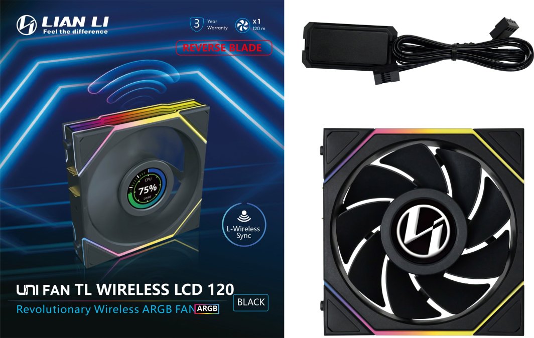 Wentylator Lian Li UNI FAN TL Wireless LCD 120 Reverse Blade czarny (12RTLLCD1W1B)