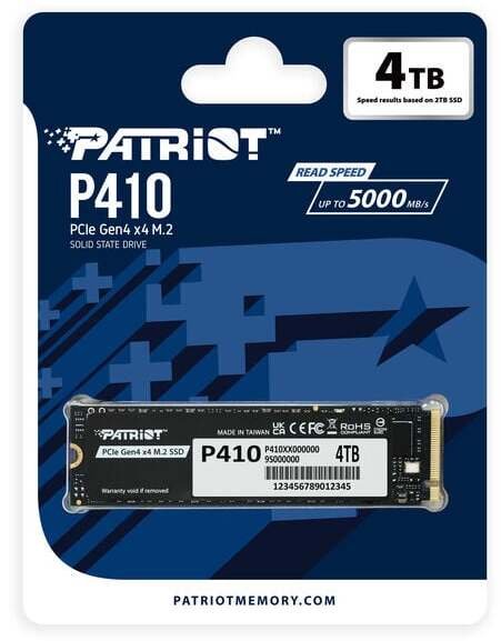 Dysk SSD Patriot P410 4TB M.2 2280 PCI-E x4 Gen4 NVMe (P410P4TBM28H)