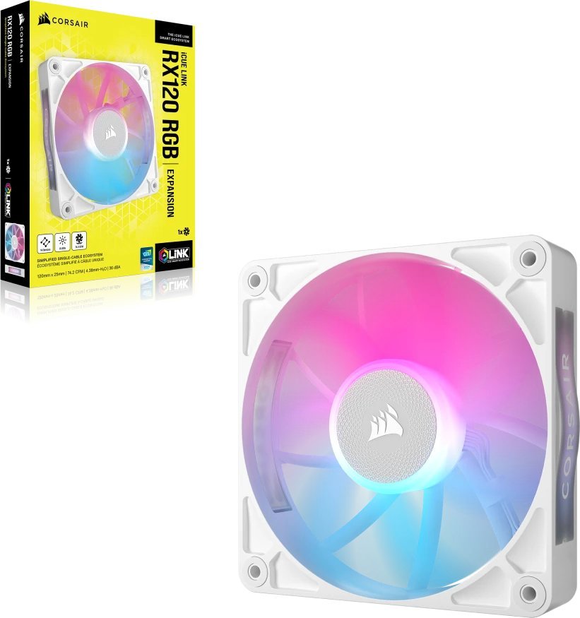 Wentylator Corsair iCUE LINK RX120 RGB Biały (CO-9051021-WW)