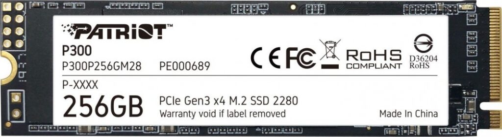 Dysk SSD Patriot P300 256GB M.2 2280 PCI-E x4 Gen3 NVMe (P300P256GM28)