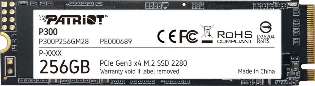 Dysk SSD Patriot P300 256GB M.2 2280 PCI-E x4 Gen3 NVMe (P300P256GM28)