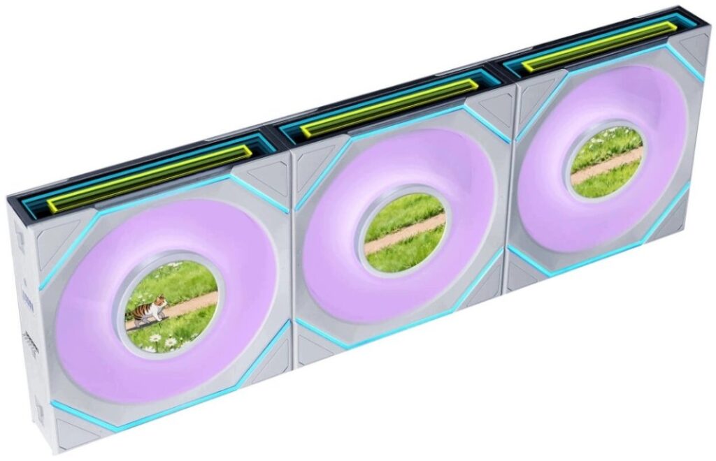 Wentylator Lian Li Uni Fan SL-INF Flex LCD Wireless ARGB PWM (zestaw 3 szt. z kontrolerem) Reverse Blade 120mm Biały (G9F.12RSLIND1F3W.00)