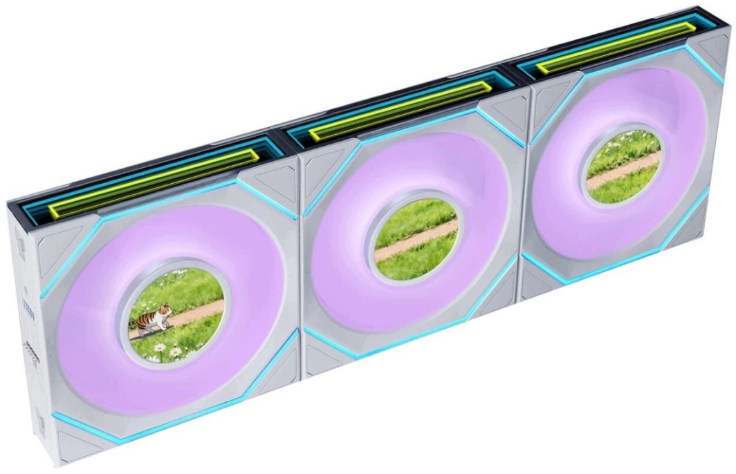 Wentylator Lian Li Uni Fan SL-INF Flex LCD Wireless ARGB PWM (zestaw 3 szt. z kontrolerem) Reverse Blade 120mm Biały (G9F.12RSLIND1F3W.00)