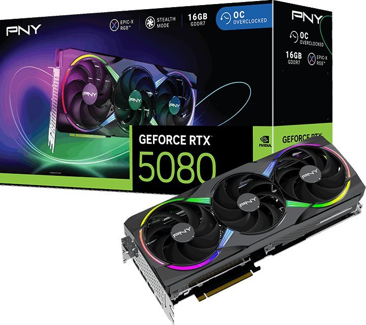 PNY GeForce RTX 5080 ARGB EPIC-X RGB Overclocked 16GB GDDR7 DLSS4 (VCG508016TFXXPB1-O)