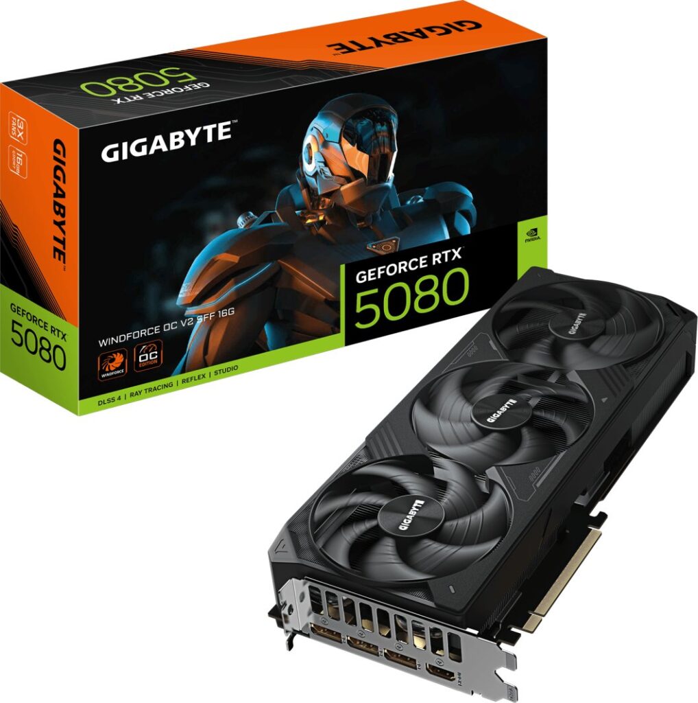 Gigabyte GeForce RTX 5080 Windforce OC V2 SFF 16GB GDDR7 DLSS4 (GV-N5080WF3OCV2-16GD)
