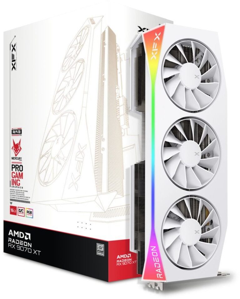 XFX Mercury Radeon RX 9070 XT OC White Gaming RGB 16GB GDDR6 (RX-97TRGBBW9)