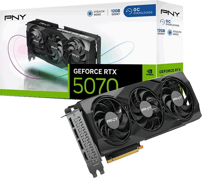 PNY GeForce RTX 5070 Triple Fan Overclocked 12GB GDDR7 DLSS4 (VCG507012TFXPB1-O)