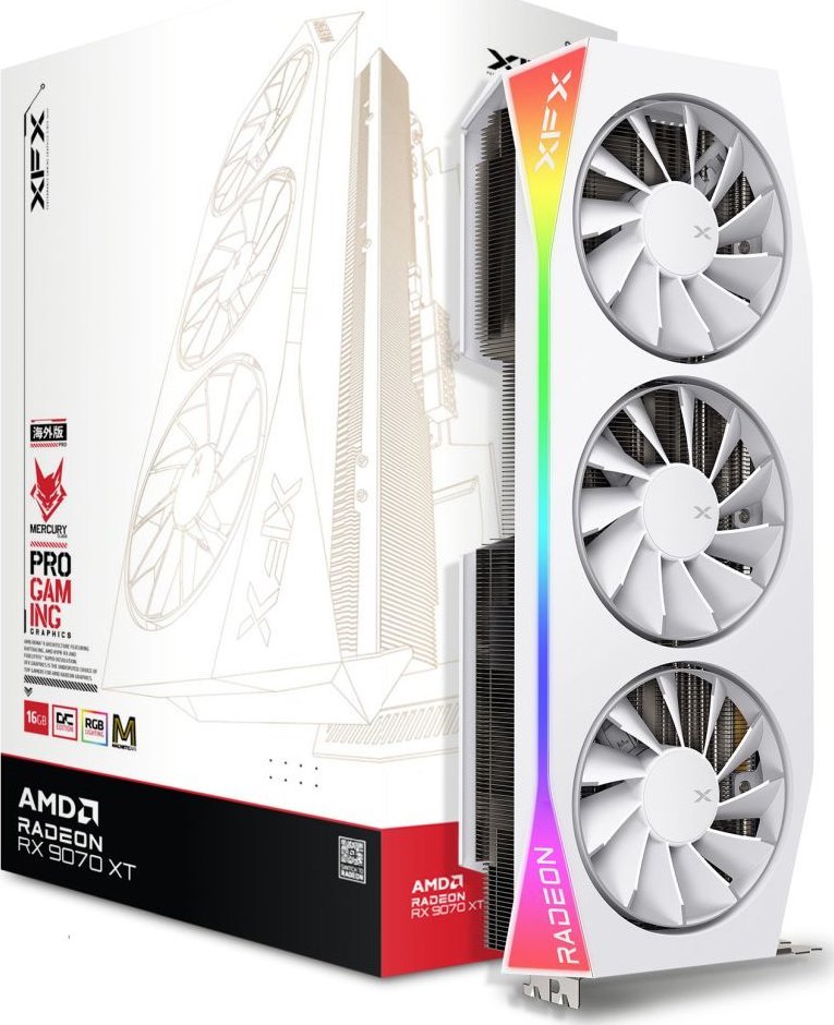 XFX Mercury Radeon RX 9070 XT OC White Magnetic Air RGB 16GB GDDR6 (RX-97TMARGW9)