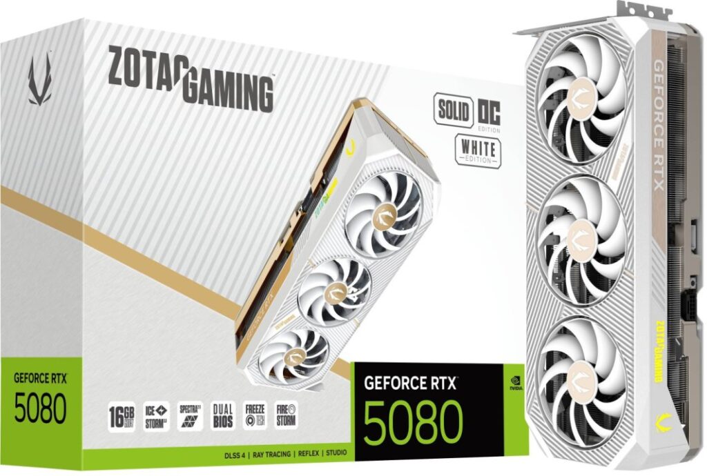 Zotac Gaming GeForce RTX 5080 SOLID OC White 16GB GDDR7 DLSS4 (ZT-B50800Q-10P)