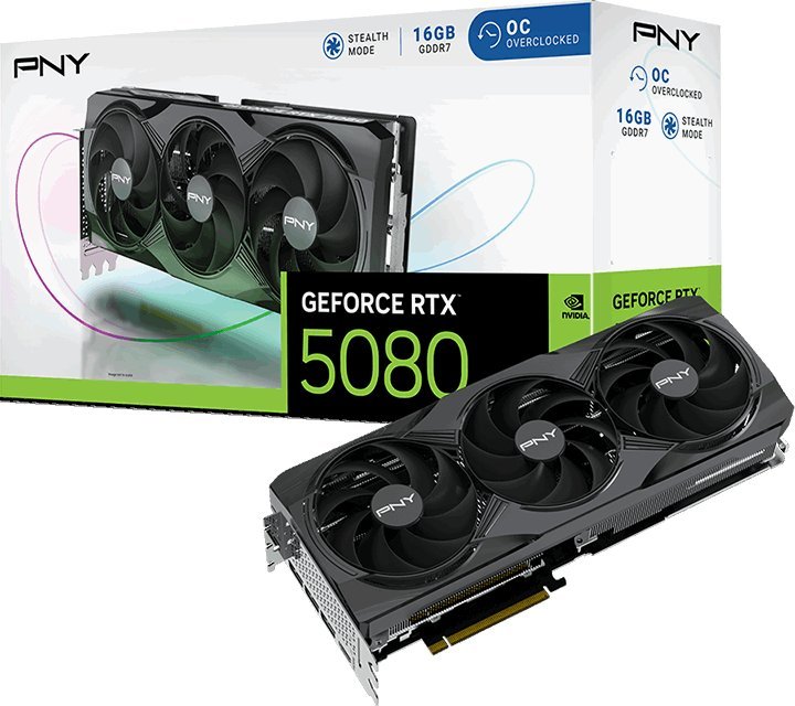 PNY GeForce RTX 5080 Triple Fan Overclocked 16GB GDDR7 DLSS4 (VCG508016TFXPB1-O)