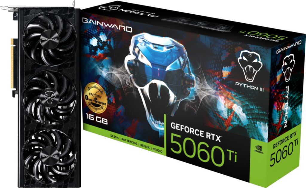 Gainward GeForce RTX 5060 Ti Python III OC 16GB GDDR7 DLSS4 (NE7506TS19T1-GB2061T)