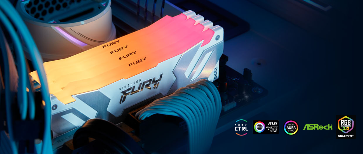 Pamięć Kingston Fury Renegade RGB, DDR5, 64 GB, 6400MHz, CL32 (KF564C32RWAK 2-64)