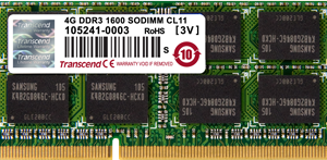 Pamięć do laptopa Transcend SODIMM, DDR3, 8 GB, 1333 MHz, CL9 (TS1GSK64V3H)