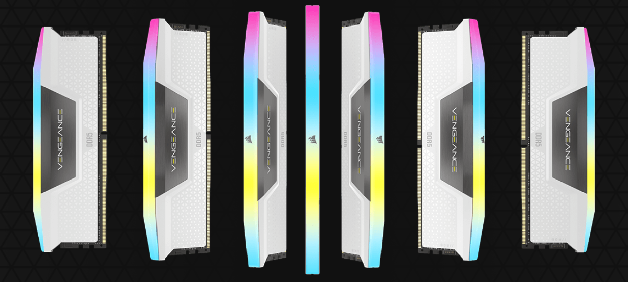 Pamięć Corsair Vengeance RGB, DDR5, 64 GB, 6000MHz, CL30 (CMH64GX5M2B6000C30W)