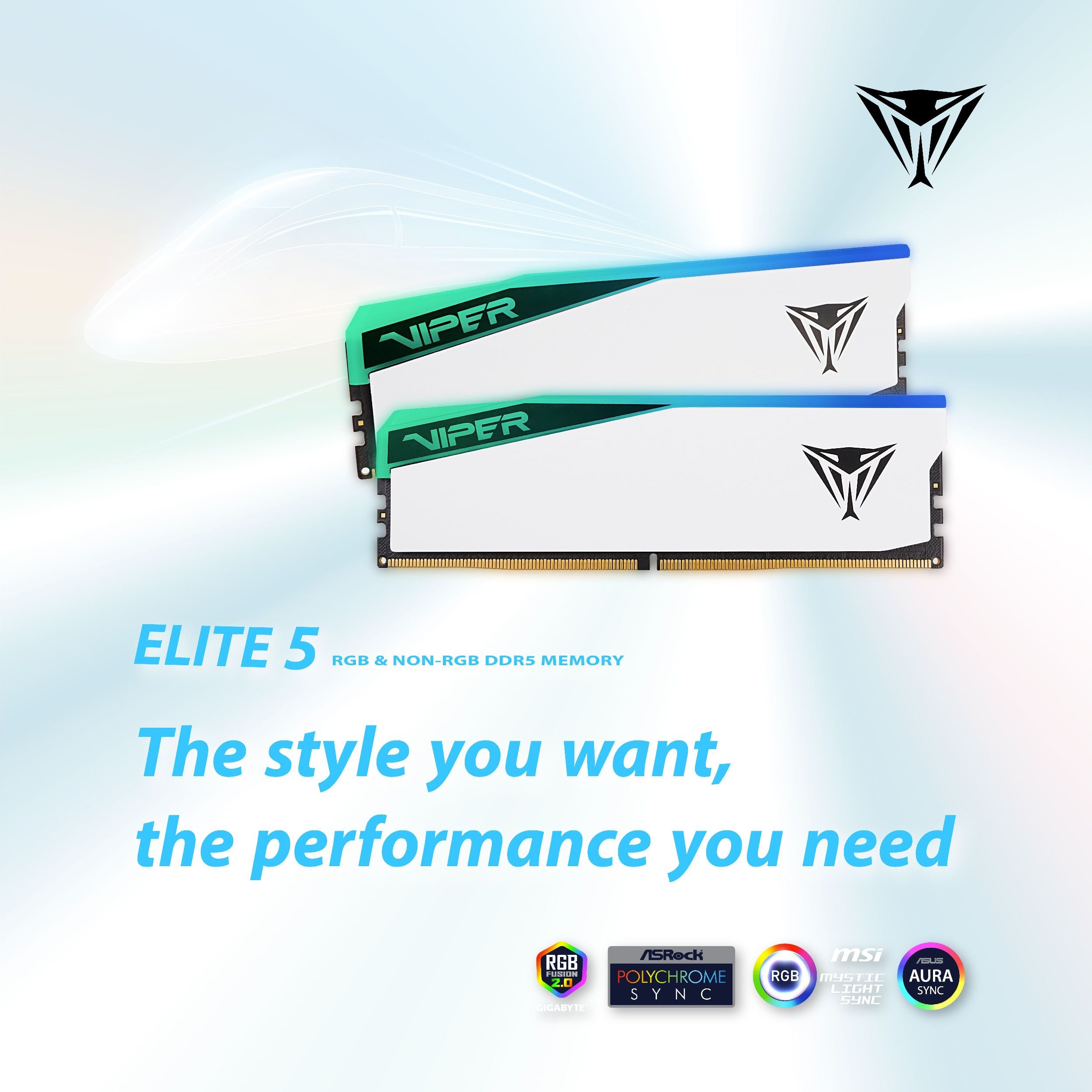 Pamięć Patriot Viper Elite 5 RGB, DDR5, 32 GB, 6000MHz, CL42 (PVER532G60C42W)