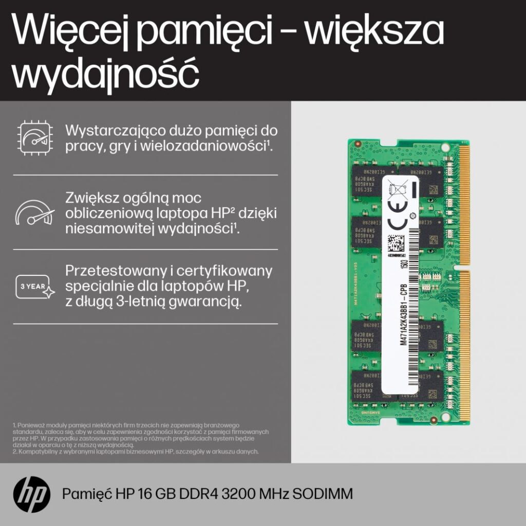 Pamięć do laptopa HP DDR4 SODIMM 16GB 3200 (8C4X9AA)