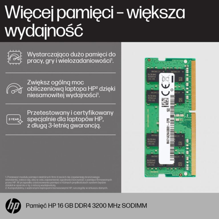 Pamięć do laptopa HP DDR4 SODIMM 16GB 3200 (8C4X9AA)