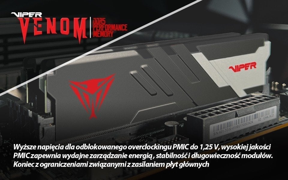 Pamięć Patriot Viper Venom, DDR5, 8 GB, 6400MHz, CL38 (VV58G64C38A)
