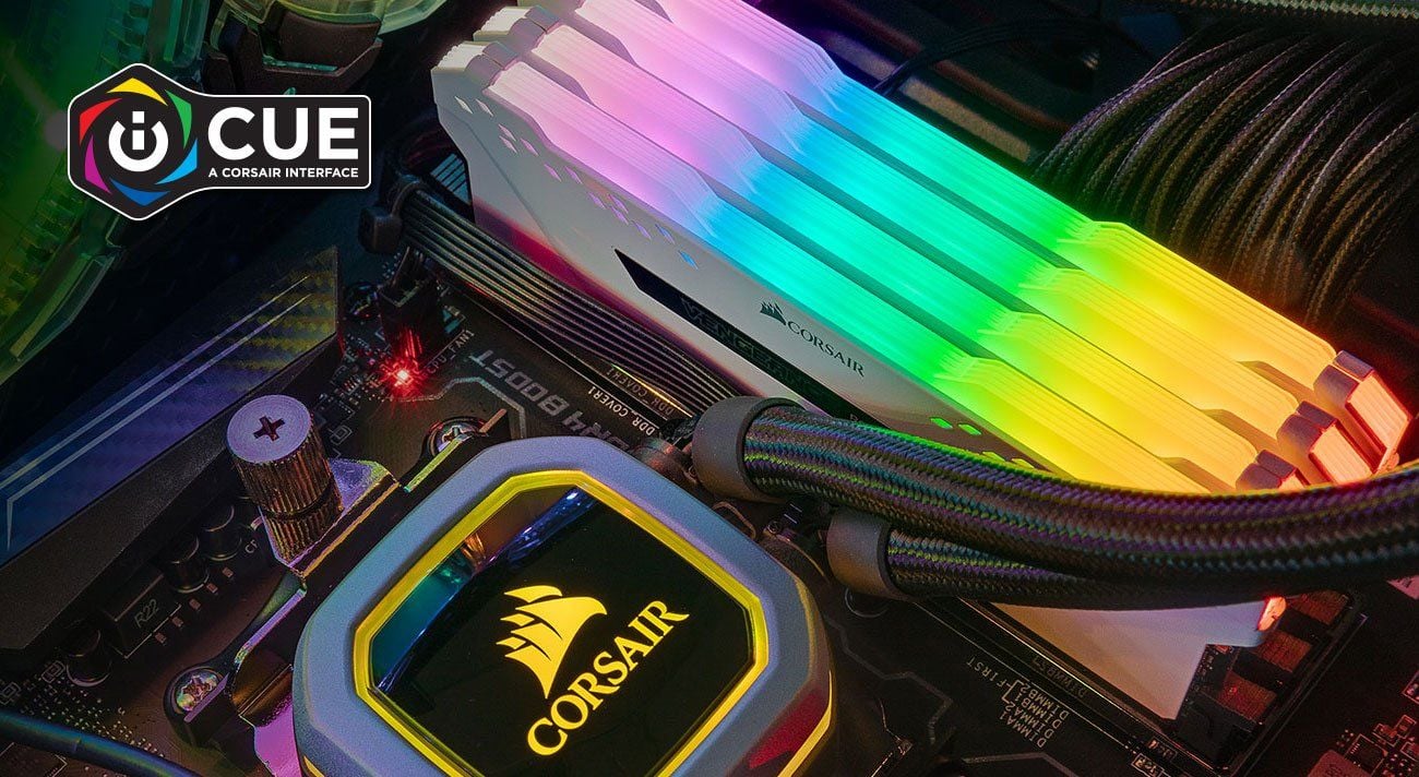 Pamięć Corsair Vengeance RGB PRO, DDR4, 32 GB, 2666MHz, CL16 (CMW32GX4M2A2666C16W)