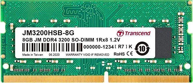 Pamięć do laptopa Transcend JetRam, SODIMM, DDR4, 8 GB, 3200 MHz, CL22 (JM3200HSB-8G)